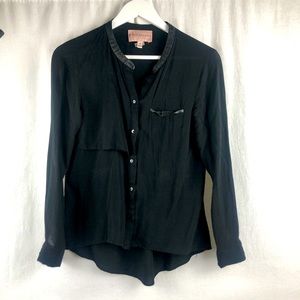 PHILOSOPHY faux leather trim shirt